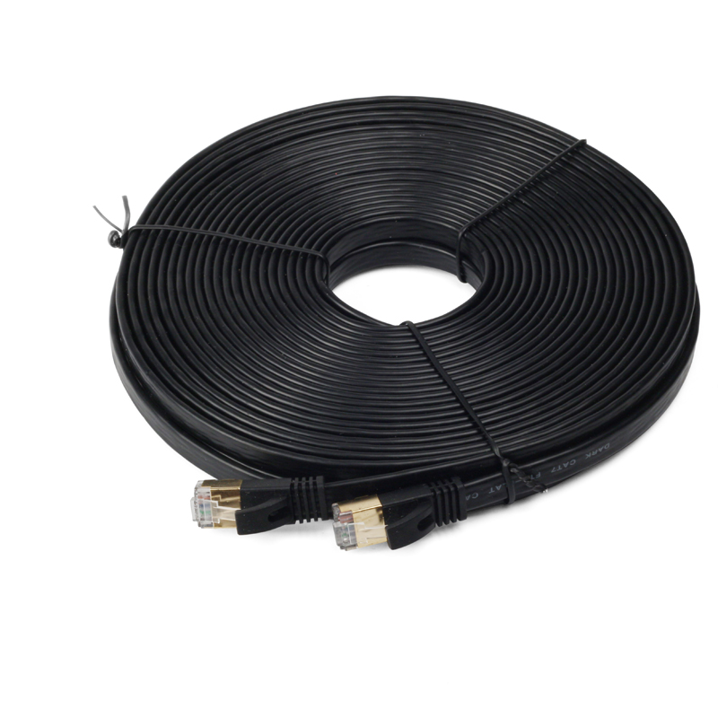 Black SUNPU Cat8 flat shielded 26AWG RJ45 patch cord